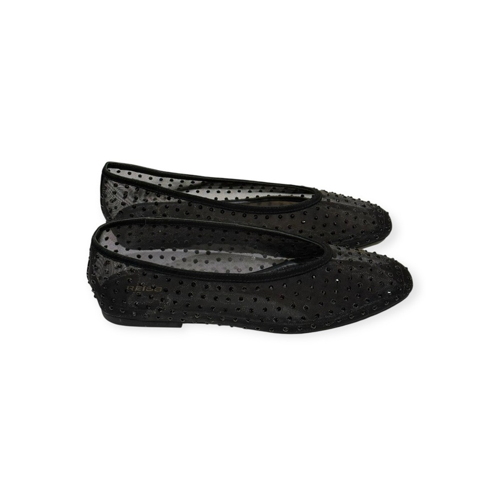 new Reiss 𖦹 Dina Mesh Embellished Ballet Flats 𖦹 Black Crystals 𖦹 40 9.5M 𖦹 - Picture 3 of 16